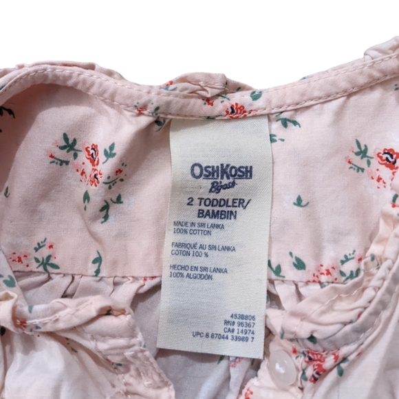 2T OshKosh B'Gosh Toddler Girl Pink Floral Blouse - Picture 3 of 4